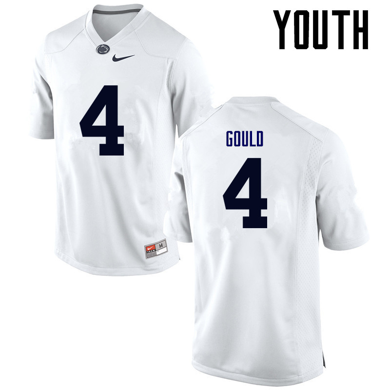 NCAA Nike Youth Penn State Nittany Lions Robbie Gould #4 College Football Authentic White Stitched Jersey YHN5898KF